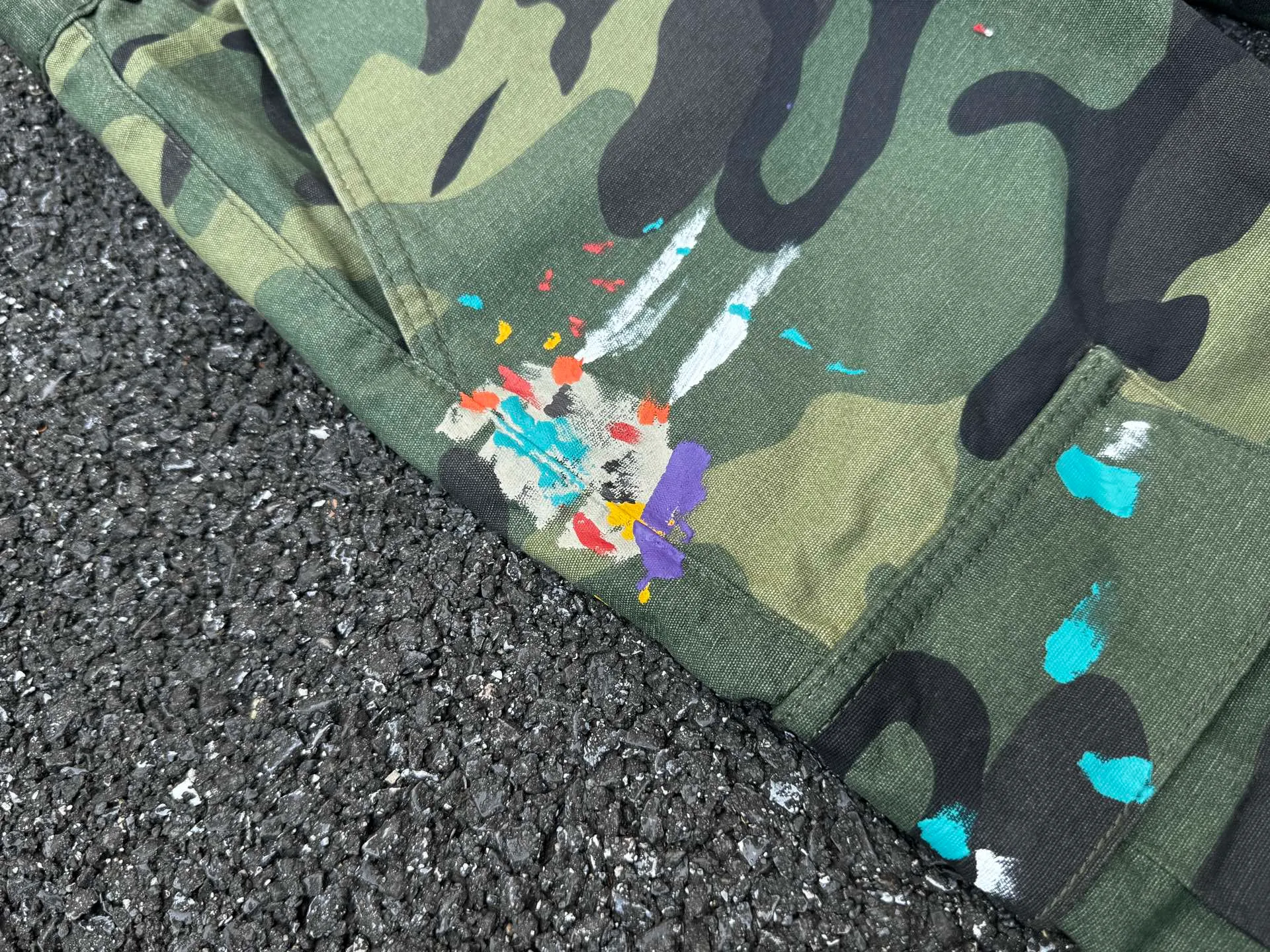 P250💰GA1 top version GALLERY DEPT. Camouflage splicing jeans micro-flared overalls Size: 28 30 32 34 36 (corresponding to S M L XL XXL)